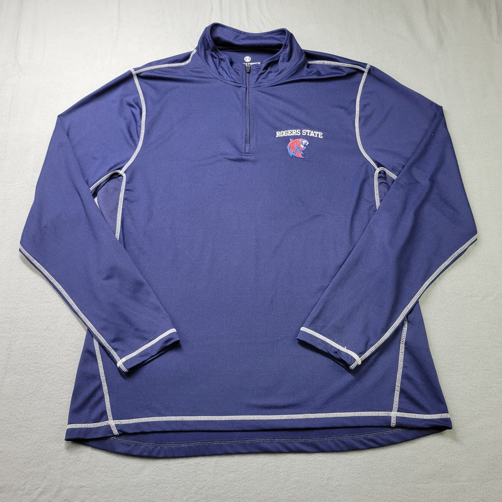 Rogers State 1/4 Zip Shirt Mens Size L Blue Pullover College Oklahoma Tech